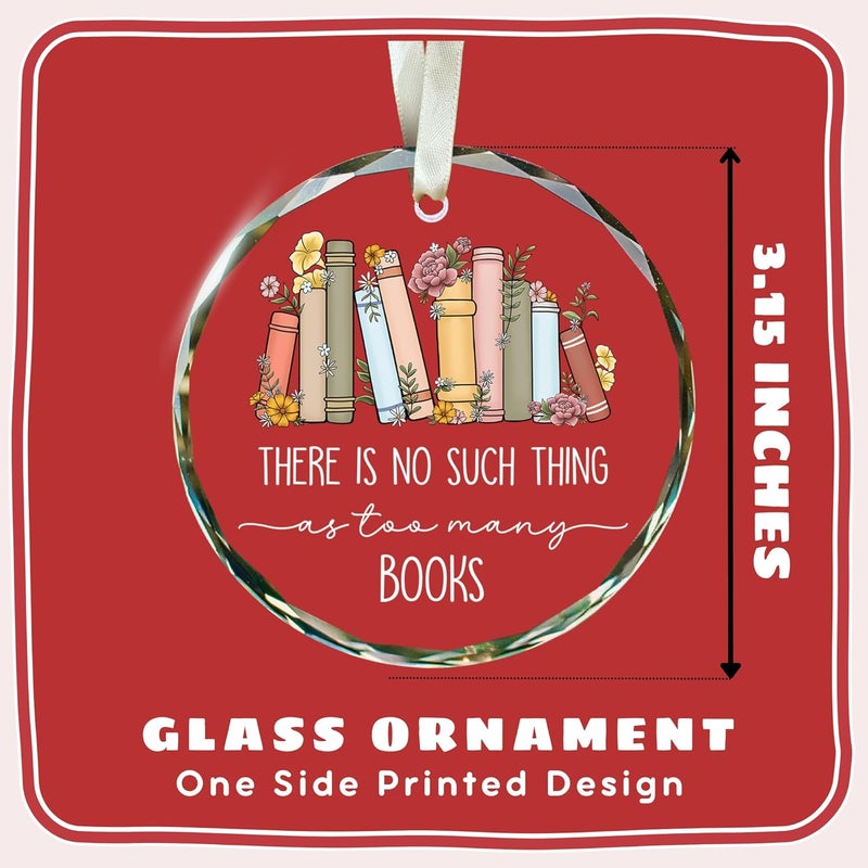 TEEBIM Book Lovers Ornament - Books Ornaments for Christmas Tree - Books Club, Bookworms, Reader Tree Ornaments - Book Lover Gifts, Reading Librarian Gifts - Glass Ornament 2025 - Image 2